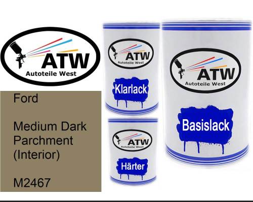 Ford, Medium Dark Parchment (Interior), M2467: 500ml Lackdose + 500ml Klarlack + 250ml Härter - Set, von ATW Autoteile West.